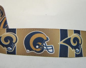 Ribbon FOOTBALL Rams Grosgrain Ribbon, craft ribbon, ribbon for bows, lanyard ribbon, hairbow ribbon....choose style