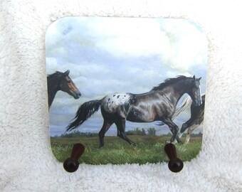Vintage Wooden APPALOOSA Horse Theme 2-Peg Coat Rack