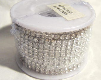 Crystal Rhinestone Chain 3mm SS12# Stainless Steel Cup Chain 10 yard spool