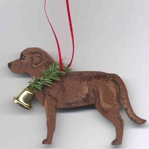 Hand-Painted LABRADOR RETRIEVER CHOCOLATE Wood Christmas Tree Ornament Artist Original...choose style