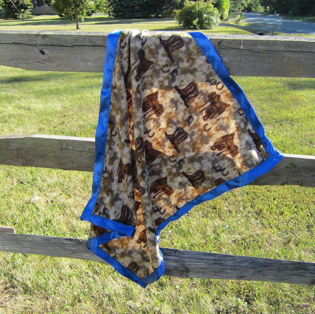Cowboy Boot/Western Saddles Baby Blanket Single Layer Fleece Fabric