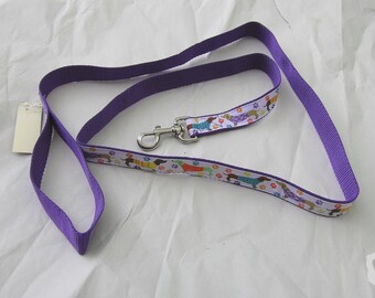Dog Leash DACHSHUND Multi Paw Dog Breed 5 foot Leash Nylon/Ribbon Dog Lead Handmade...choose webbing color