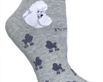 Vintage Adult Medium POODLE WHITE Dog Breed Anklet Adult Socks USA made