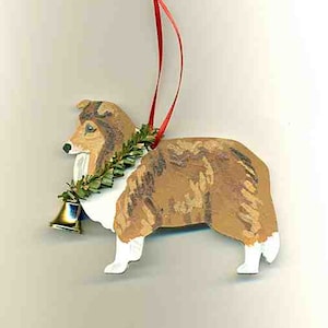 Hand-Painted SHELTIE SHETLAND SHEEPDOG Sable Wood Christmas Tree Ornament Artist Original....choose style