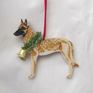 Hand-Painted BELGIAN MALINOIS Wood Christmas Ornament Artist Original image 1