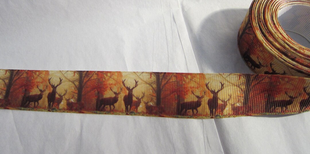 Ribbon Wildlife AUTUMN DEER BUCK Grosgrain 1
