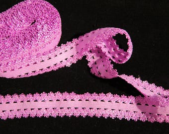 Picot Edge Stretch Lace Trim color Lavender 7/8" wide 5 yards Elastic Trim