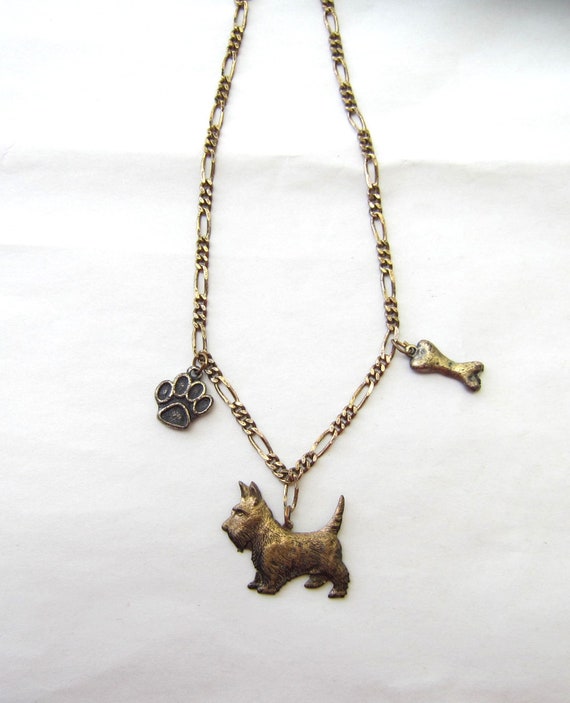 Vintage SCOTTIE SCOTTISH TERRIER Charm Necklace 17