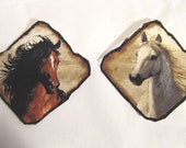 Horse HORSEHEAD SQUARES Cotton Fabric Applique Iron-on Sew on 3 1 2 quot DIY choose style