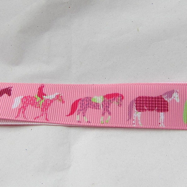 Ribbon HORSE PONIES Grosgrain 7/8" Ribbon, craft ribbon, ribbon for bows, Cowgirl ribbon, equestrian ribbon...choose color