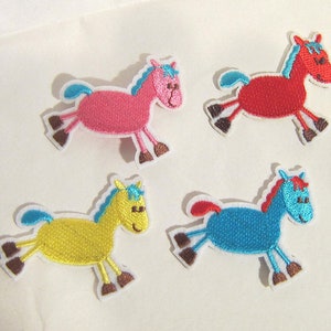 Embroidered CARTOON HORSES Iron-on/Sew on Patch Badge Applique 2 1/4&quot; DIY...choose color
