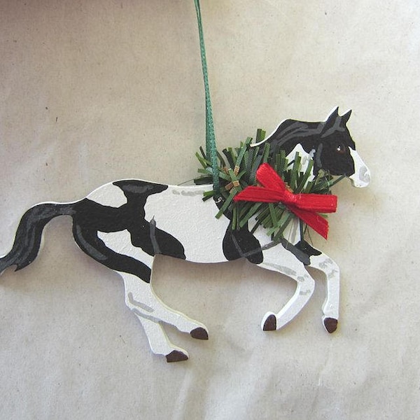Hand-Painted PAINT HORSE Wood Christmas Ornament Artist Original.....choose Black or Brown Paint horse