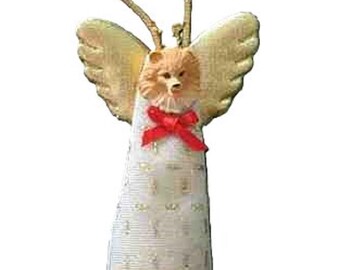 Handmade POMERANIAN Small Lace Angel Christmas Tree Ornament or Pet Memorial
