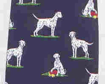 Vintage Alynn DALMATIAN Dog Breed Design Mens Silk Necktie USA made