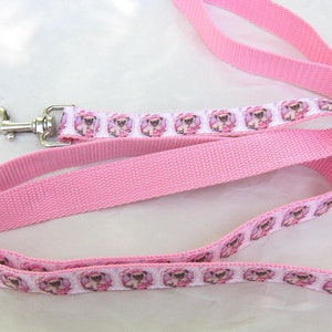 Dog Leash PUG Fawn Color Dog Breed 5 foot Leash Nylon/Ribbon Dog Lead Handmade...choose style