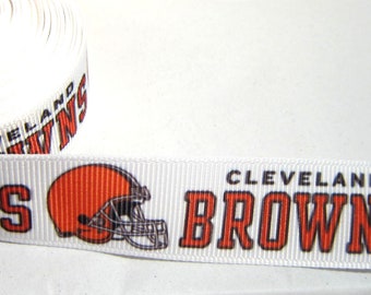 Ribbon FOOTBALL Browns Grosgrain Ribbon, 7/8" wide 4 yards, craft ribbon, ribbon for bows, lanyard ribbon, hairbow ribbon