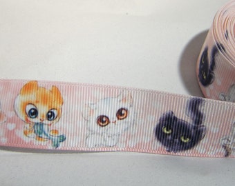 Ribbon CAT Wide-eyed Kittens Grosgrain 1" Ribbon.....5 yards