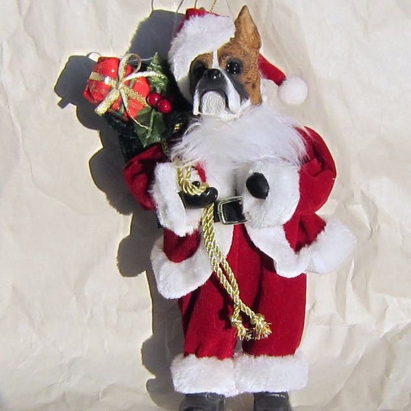 Standing Santa BOXER Dog Breed Santa Holiday Figurine 9" tall Fabric Suit...choose style