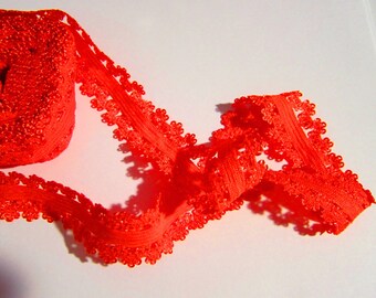 Picot Edge Stretch Lace Trim color Light Red 7/8" wide 5 yards Elastic Trim