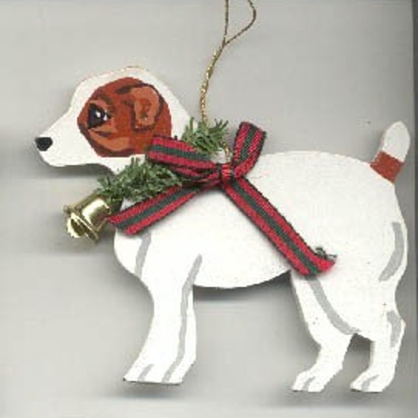 Hand-Painted JACK RUSSELL Standing Wood Xmas Ornament...Nicely Painted