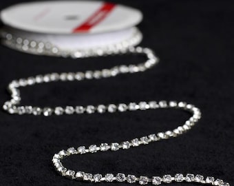 Crystal Rhinestone Chain 1/8" Cup Chain 3 yard spool, wedding or jewelry making