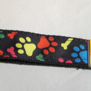 Dog PAW PRINT Handmade Grosgrain & Nylon Webbing Keychain Key Fob...choose color