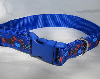 Dog Collar DACHSHUND Multi Dogs Style Grosgrain Ribbon/Nylon Webbing Snap Buckle Hardware Handmade...choose style