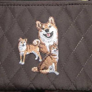 Quilted Fabric SHIBA INU Dog Breed Zip Around Brown Ladies Wallet