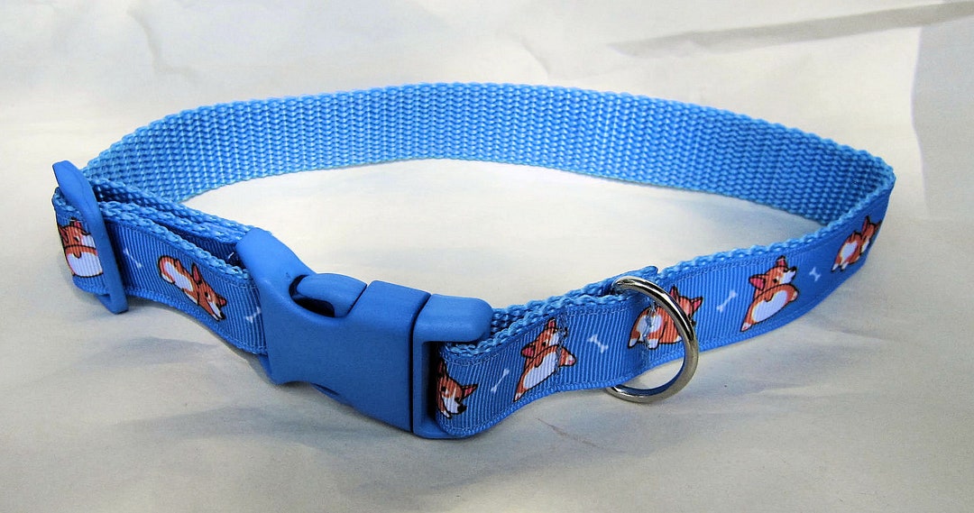 Dog Collar WELSH CORGI Rear End Butts Ribbon W/nylon Webbing and Snap ...