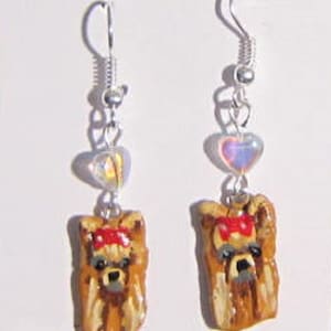 Hand-painted YORKSHIRE TERRIER Sculpted Clay Earrings choose bead color