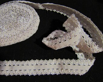Picot Edge Stretch Lace Trim color Light Gray 7/8" wide 5 yards Elastic Trim
