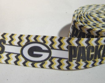 Ribbon FOOTBALL Packers Grosgrain Ribbon, 7/8" wide 5 yards, craft ribbon, ribbon for bows, lanyard ribbon, hairbow ribbon