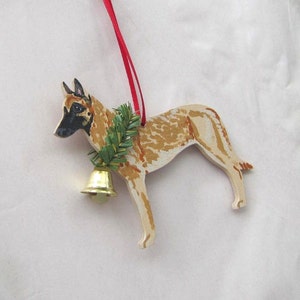 Hand-Painted BELGIAN MALINOIS Wood Christmas Ornament Artist Original image 2