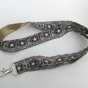 Military UNITED STATES ARMY Handmade Grosgrain & Satin Ribbon Lanyard/Keychain/Badge Holder