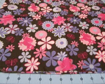 Horse Fabric HORSE FANTASY Ponies Pink Lavender Ponies on Brown Cotton Fabric 42" wide sold BTY