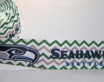 Ribbon FOOTBALL Seahawks Grosgrain Ribbon, craft ribbon, ribbon for bows, lanyard ribbon, hairbow ribbon....choose style