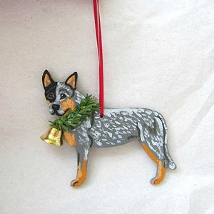 Hand-Painted AUSTRALIAN CATTLEDOG BLUE Heeler Wood Christmas Ornament...choose style