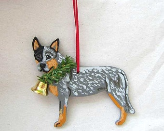 Hand-Painted AUSTRALIAN CATTLEDOG BLUE Heeler Wood Christmas Ornament...choose style