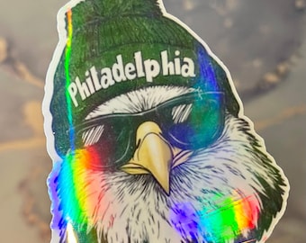 Holographic Sticker | Philadelphia Eagles decal | Super Bowl champions football fan sticker| fly eagles fly