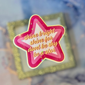 Y2K Holographischer Aufkleber-Lebensgröße “Shine Bright Be a Star!" Millenial Disney Aufkleber