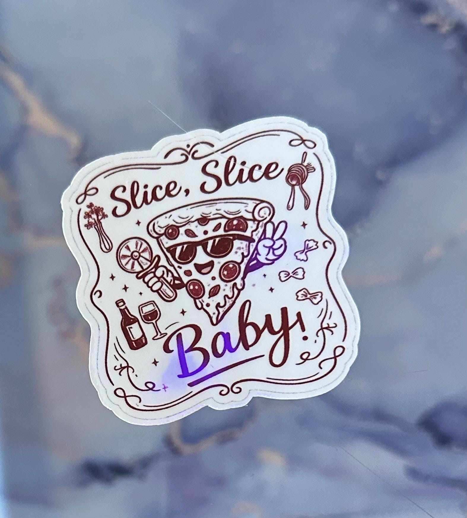 Holographic Slice Slice Baby Sticker | Pizza Stickers | Waterproof ...