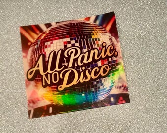 ホログラフィック「All Panic No Disco」ステッカー、防水ビニールデカール