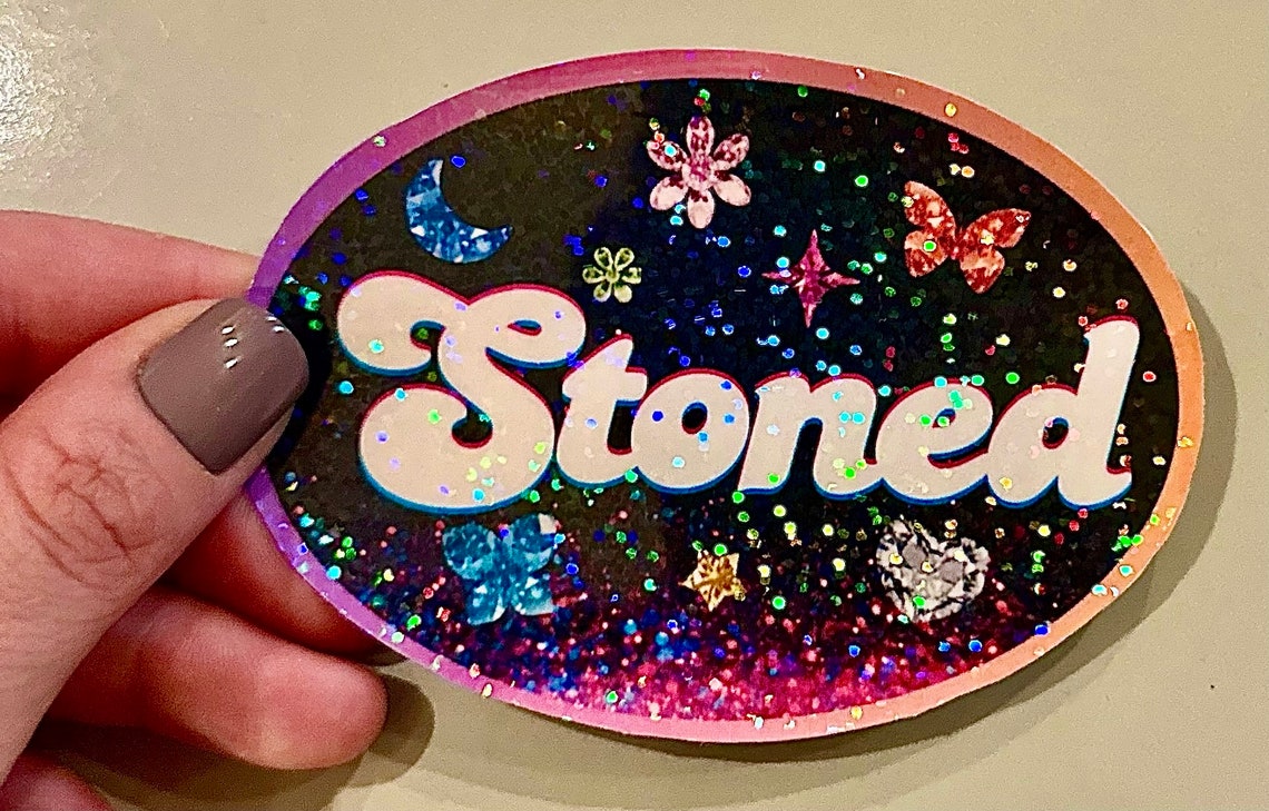 Millennial Holographic Sticker- Rhinestoned - Etsy
