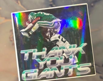 Pegatina holográfica / Calcomanía de los Philadelphia Eagles / Saquon Barkley / Gracias a los gigantes de Filadelfia / Calcomanía para fanáticos del fútbol del Super Bowl / Computadora portátil