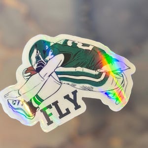Adesivo holográfico | Decalque Philadelphia Eagles | Saquon Barkley | FLY EAGLES FLY | Adesivo de fã de futebol americano campeões do Super Bowl | laptop
