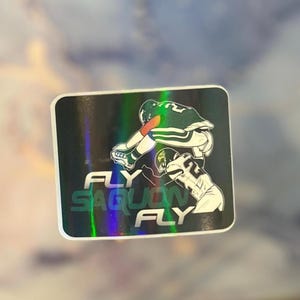 Adesivo holográfico | Adesivo Philadelphia Eagles | Saquon Barkley | FLY Saquon FLY | Adesivo de fã de futebol americano campeões do Super Bowl | laptop
