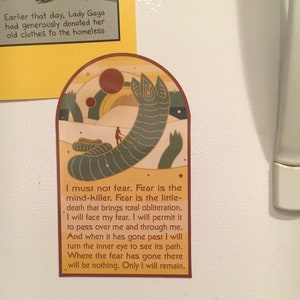 Dune, Litany magnet with gloss laminate for inside or outside use.