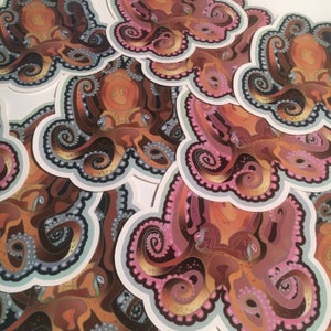 Octopus, vinyl sticker with gloss laminate 5.5 High. Inside or outside use. image 1