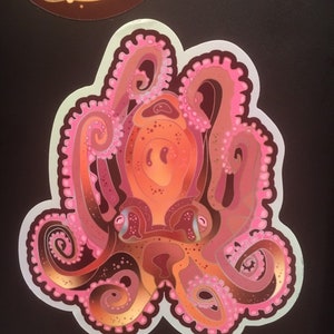 Octopus, vinyl sticker with gloss laminate 5.5 High. Inside or outside use. image 2
