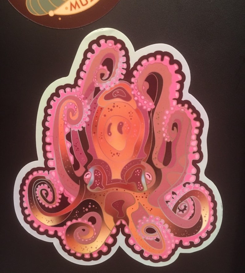 Octopus, vinyl sticker with gloss laminate 5.5 High. Inside or outside use. image 2